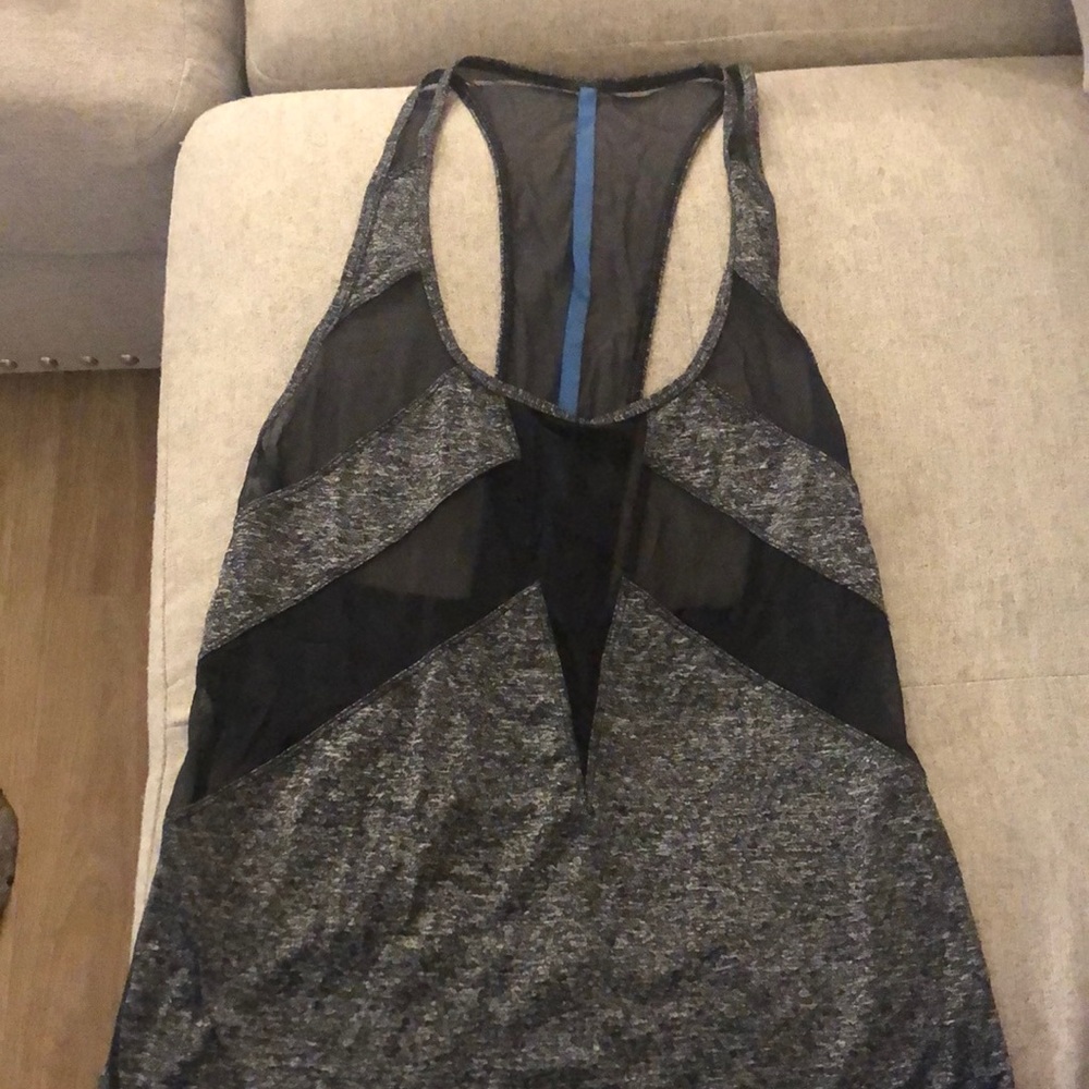 Lululemon Black/gray mesh cut out tank, size 6